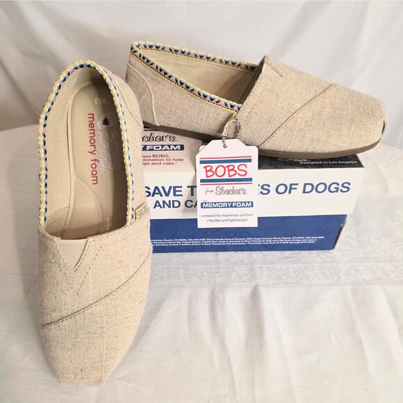 Skechers Shoes Women's 6 1/2 Natural Bobs Plush High Water 34247 NWT Memory Foam - Picture 1 of 5